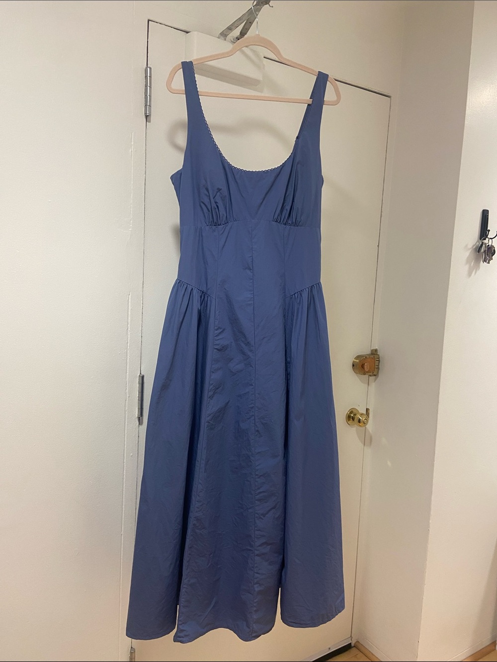 NWT ABERCROMBIE AND FITCH 100% Cotton Bra Free Dylan Midi Dress Blue Fog - Picture 5 of 8